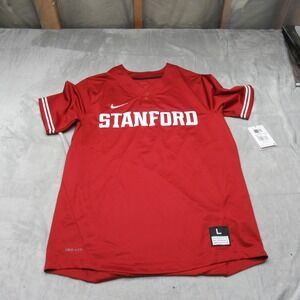 Stanford Cardinal Jersey Mens Large Nike Red Replica 2 Button Baseball $80 NEW
